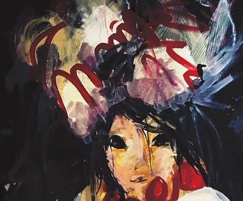 acrylic painting - a figure of slavic demon - slavic water nymph