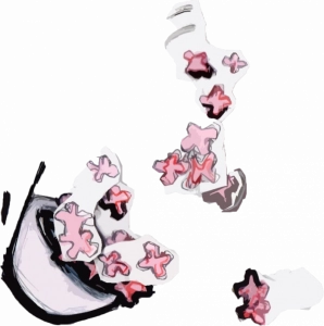 a bowl of pink popcorn chaotically bouncing around / a metaphor for pop-corny style my paintings were accused of. Showcased before the introduction to a more serious attempt on the refreshed homepage. Being a provocation and sarcasms embodied 
